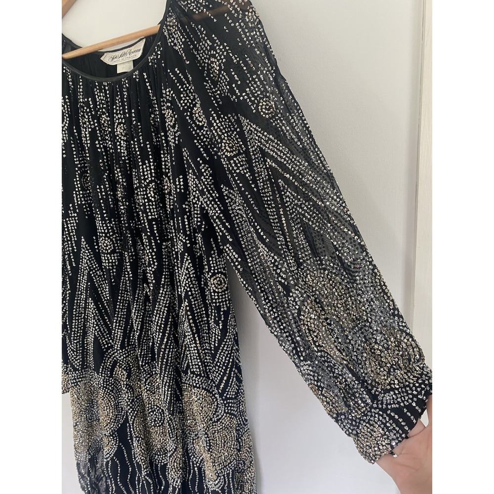 Vintage 80s Saks Fifth Avenue Gatsby Revival Glitter Motif Art Deco France - Picture 4 of 12